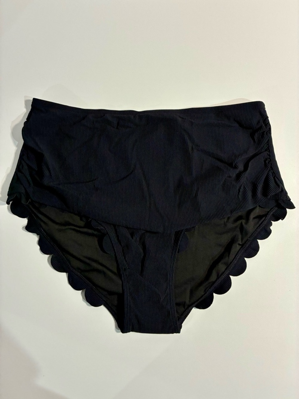Charmo One-Shoulder Black Scalloped High-Waist Bikini Set - Picture 5 of 8